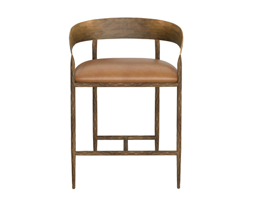 NAHLA ZANATTA COUNTER STOOL - TAN LEATHER