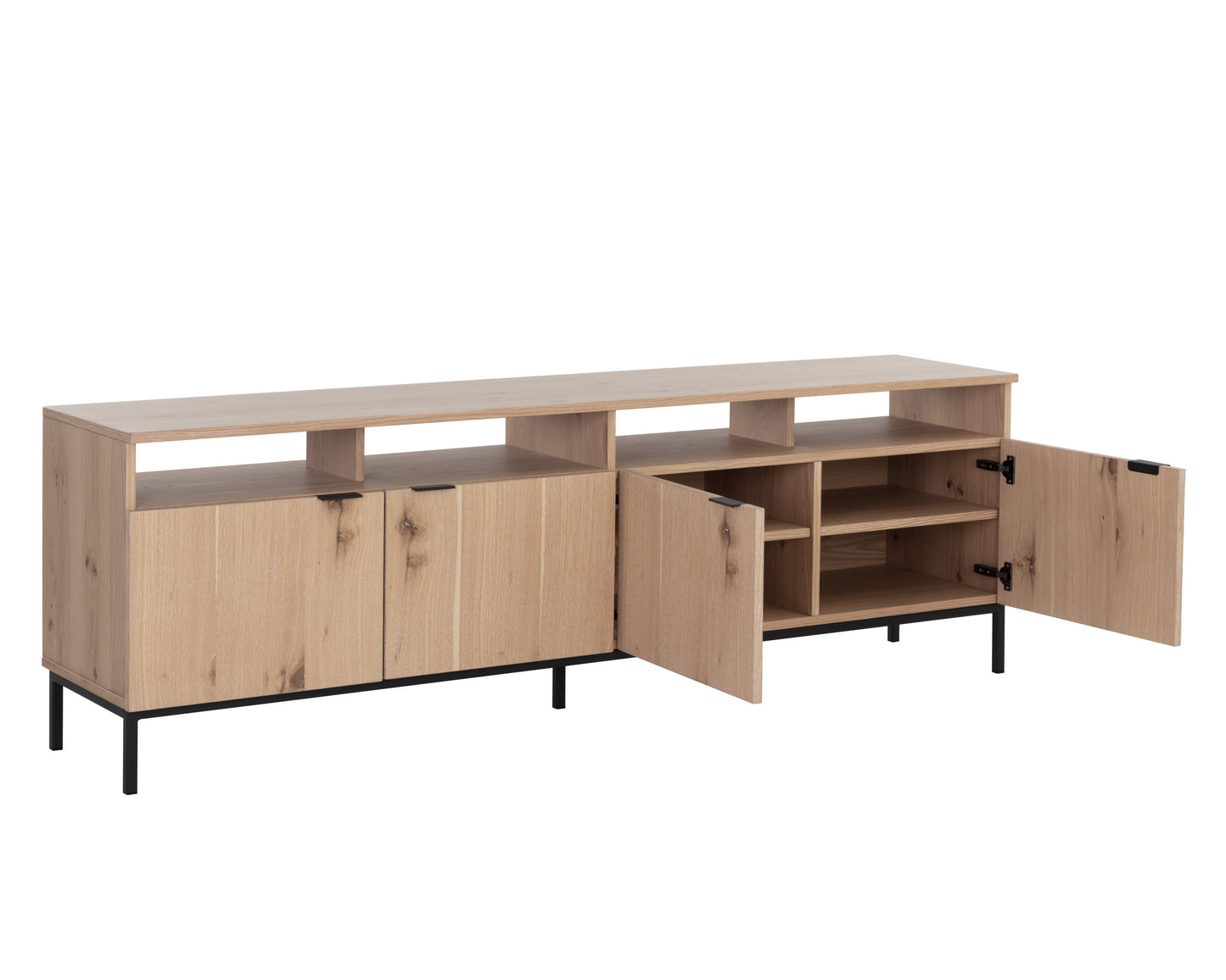 NAHLA AMBROSE MODULAR MEDIA CONSOLE AND CABINET - RUSTIC OAK - BLACK