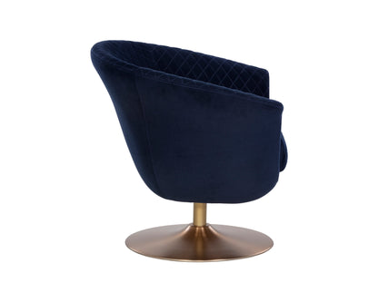 NAHLA CARINE SWIVEL LOUNGE CHAIR - QUILTED ABBINGTON NAVY