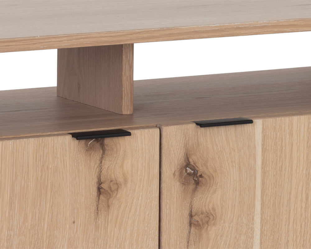 NAHLA AMBROSE MODULAR MEDIA CONSOLE AND CABINET - RUSTIC OAK - BLACK
