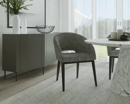 NAHLA THATCHER DINING ARMCHAIR - BLACK - ANTIQUE GREY