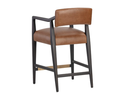 NAHLA KEAGAN COUNTER STOOL - SHALIMAR TOBACCO LEATHER