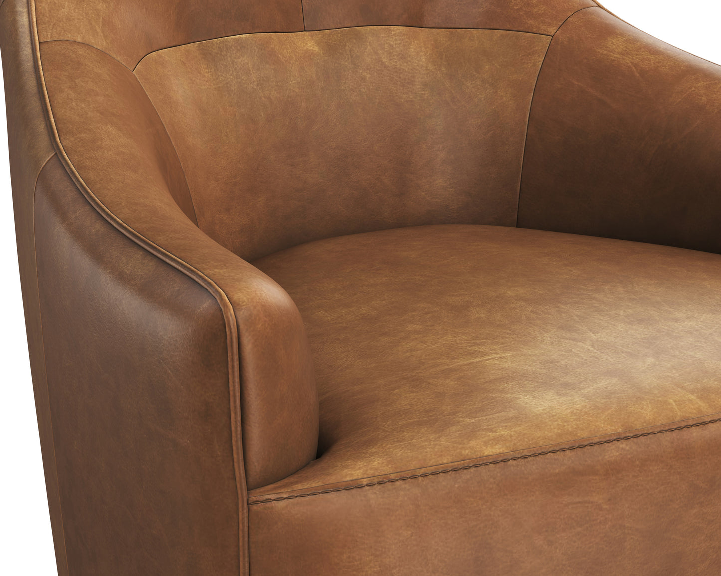 NAHLA CARMINE SWIVEL LOUNGE CHAIR - COGNAC LEATHER