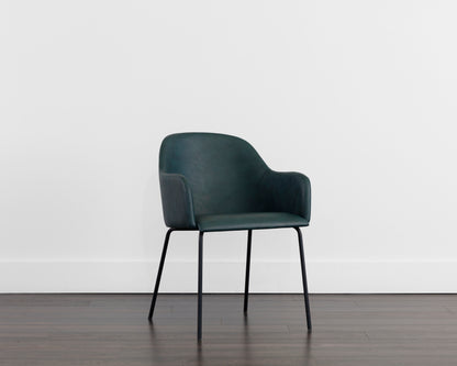 NAHLA HENSLEY DINING ARMCHAIR - DARK TEAL