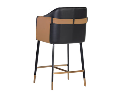 NAHLA CHRISTIAN COUNTER STOOL - NAPA BLACK / NAPA COGNAC