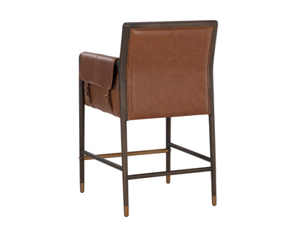 NAHLA MAUTI COUNTER STOOL - BROWN - SHALIMAR TOBACCO LEATHER