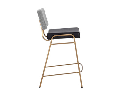 NAHLA BRINLEY COUNTER STOOL - GOLD - NIGHTFALL BLACK / CHACHA GREY
