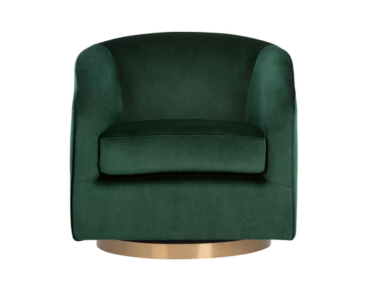 NAHLA HAZEL SWIVEL LOUNGE CHAIR - GOLD - DEEP GREEN SKY