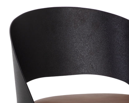 NAHLA DEZIRAE COUNTER STOOL - BLACK - COGNAC LEATHER