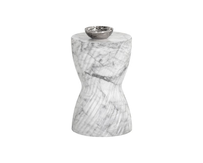 NAHLA CARA END TABLE - MARBLE LOOK - WHITE
