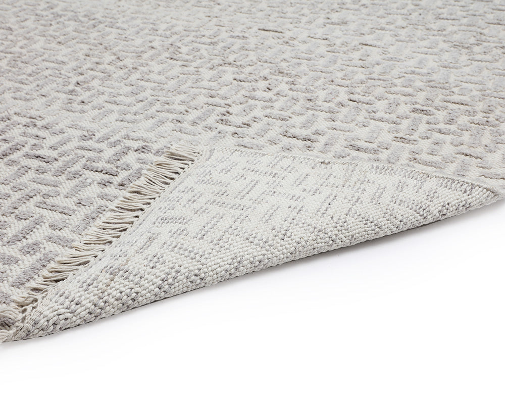 NAHLA INGRID HAND-KNOTTED RUG - GREY / IVORY - 5' X 8'