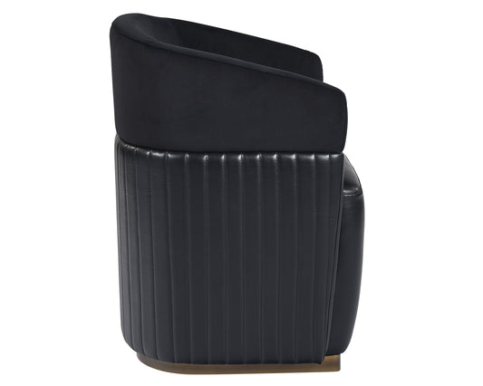 NAHLA GENVAL WHEELED LOUNGE CHAIR - ABBINGTON BLACK / CANTINA BLACK