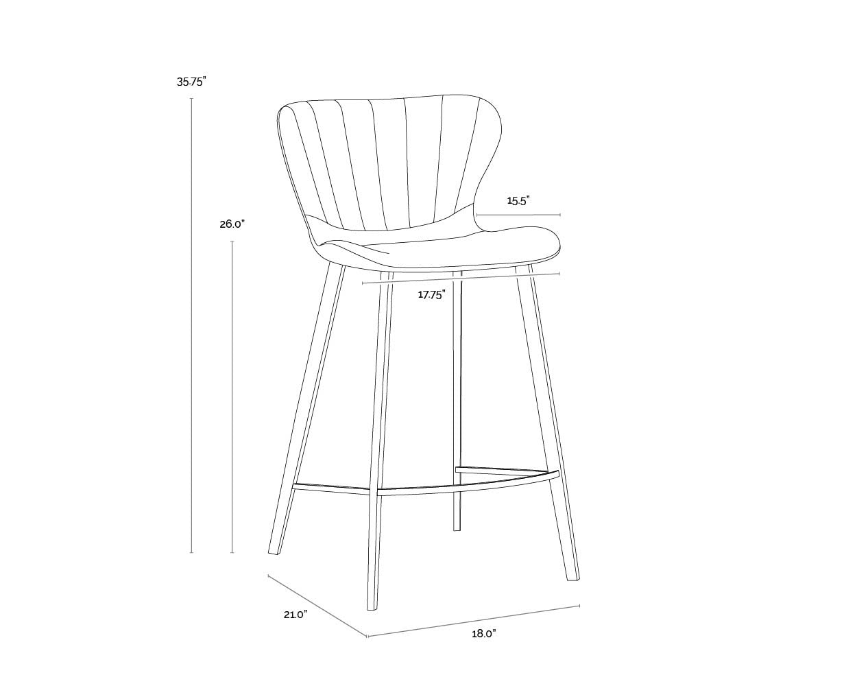 NAHLA ARABELLA COUNTER STOOL - BRAVO COGNAC / NOVEMBER GREY
