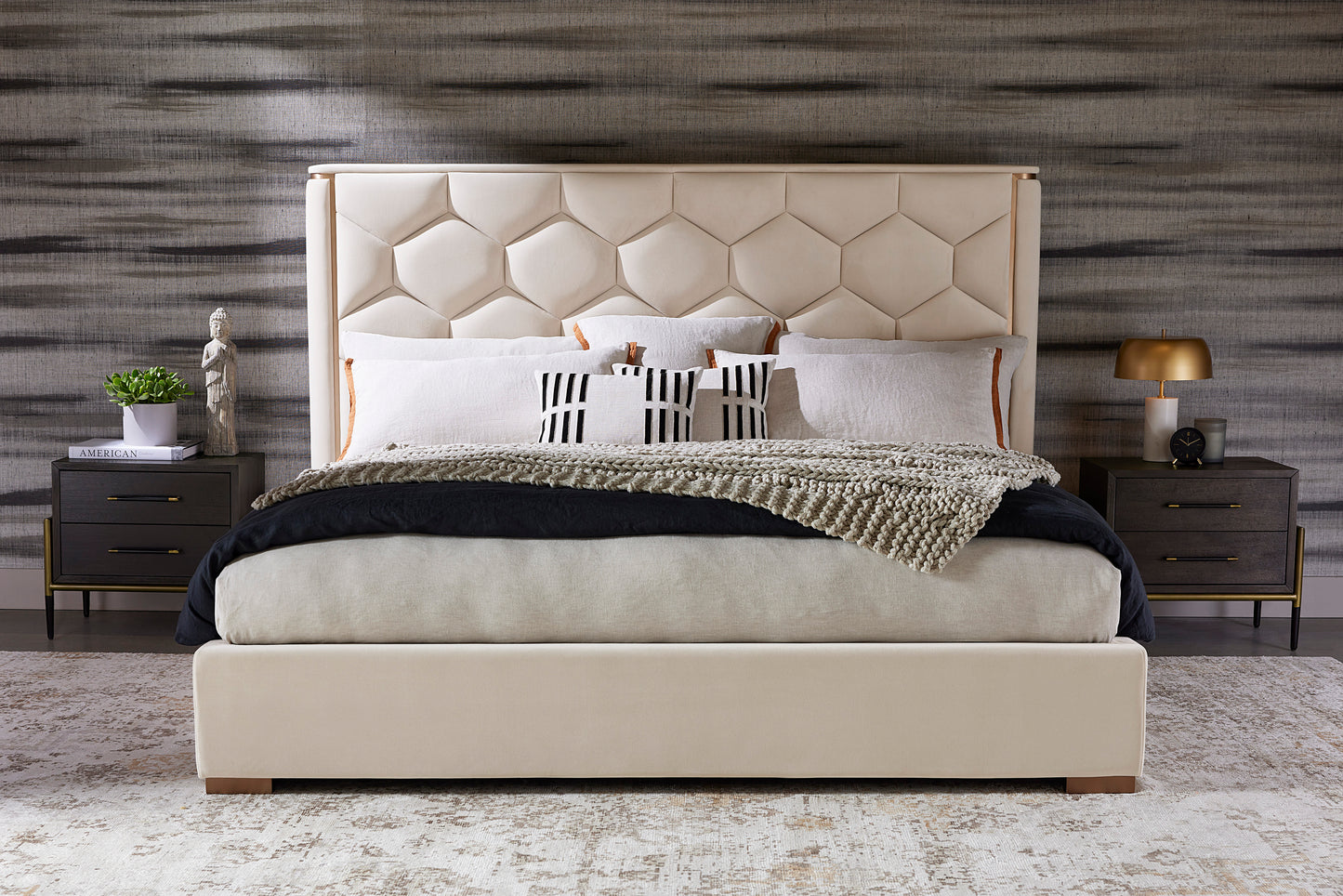 NAHLA ALISHA BED - KING - MEG TAUPE