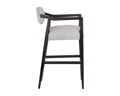 NAHLA KEAGAN BARSTOOL - SALOON LIGHT GREY LEATHER
