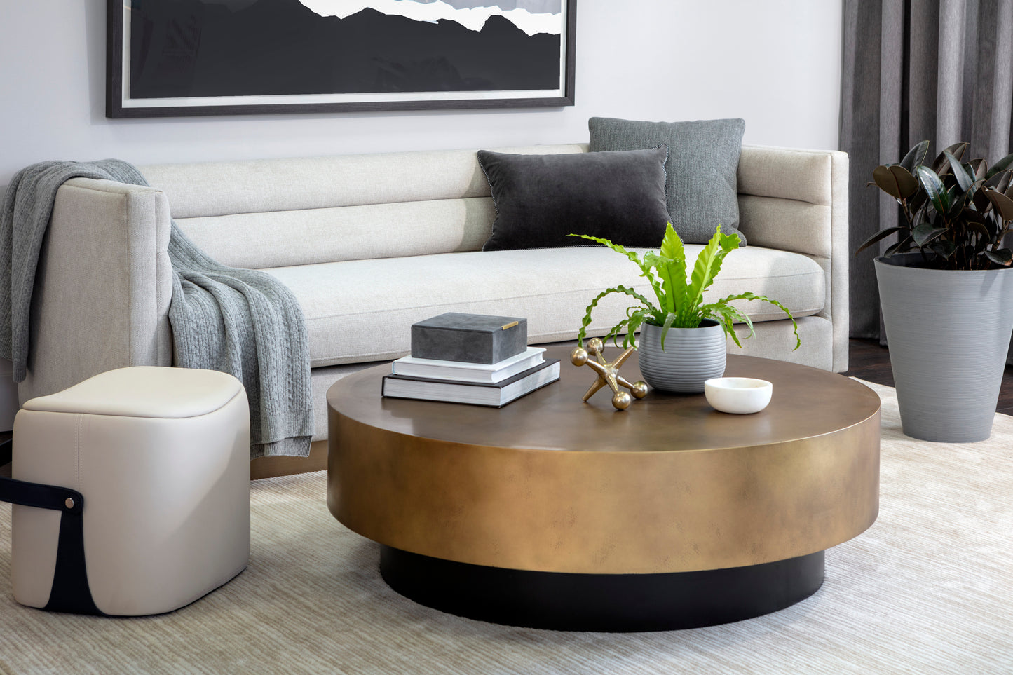 NAHLA BERNABY COFFEE TABLE - ANTIQUE BRASS