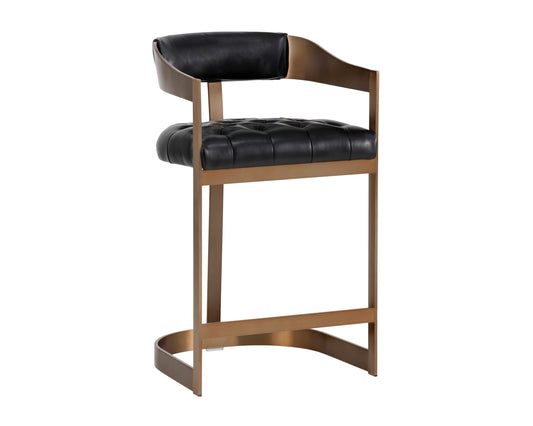 NAHLA BEAUMONT COUNTER STOOL - ANTIQUE BRASS - CANTINA BLACK