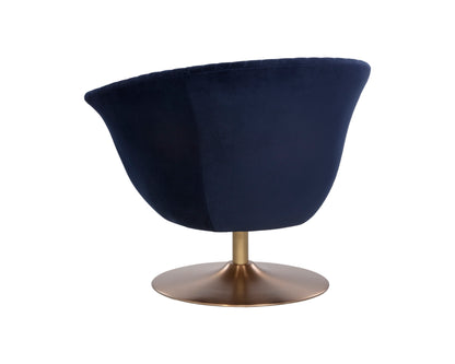 NAHLA CARINE SWIVEL LOUNGE CHAIR - QUILTED ABBINGTON NAVY