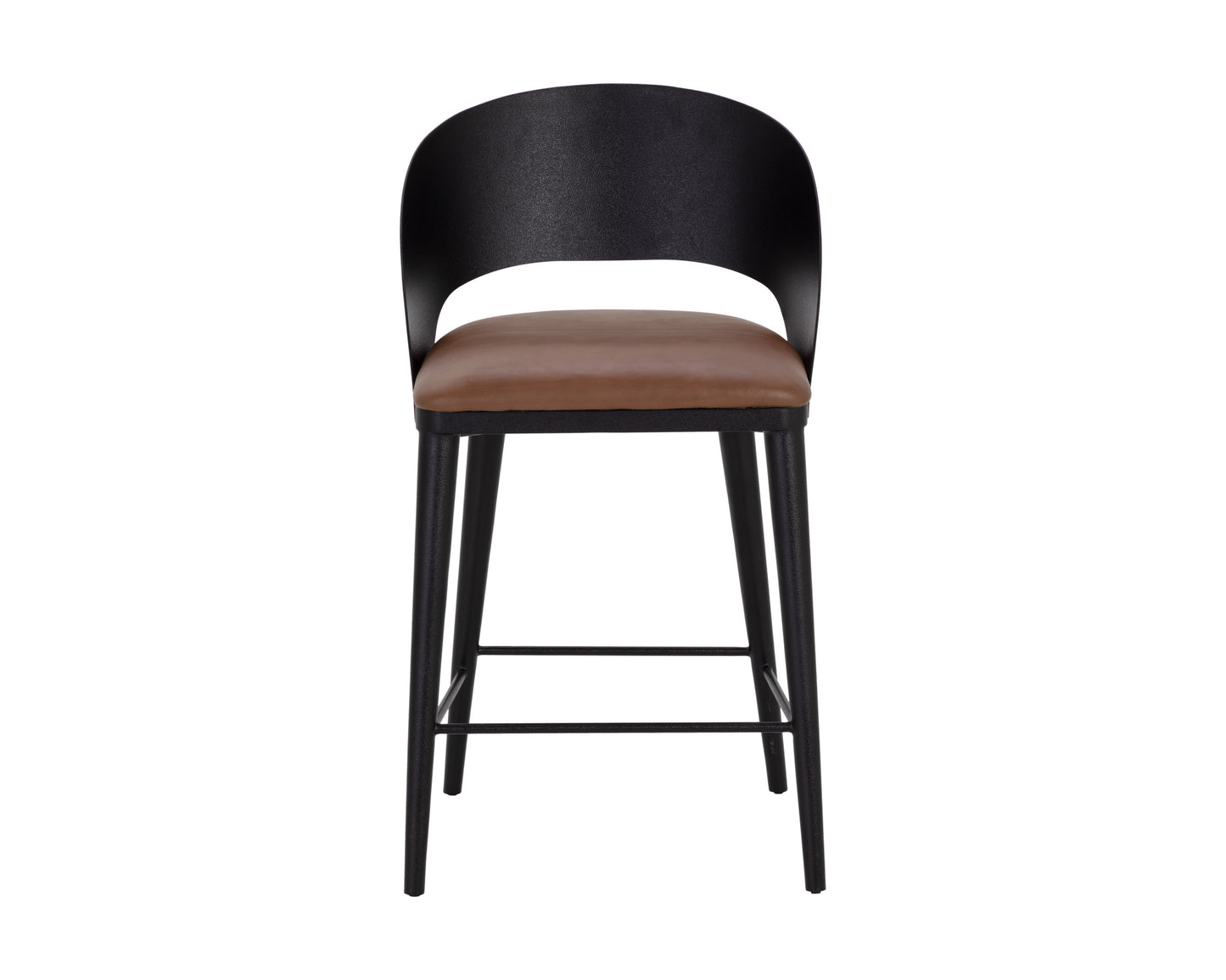 NAHLA DEZIRAE COUNTER STOOL - BLACK - COGNAC LEATHER
