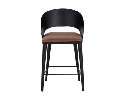 NAHLA DEZIRAE COUNTER STOOL - BLACK - COGNAC LEATHER