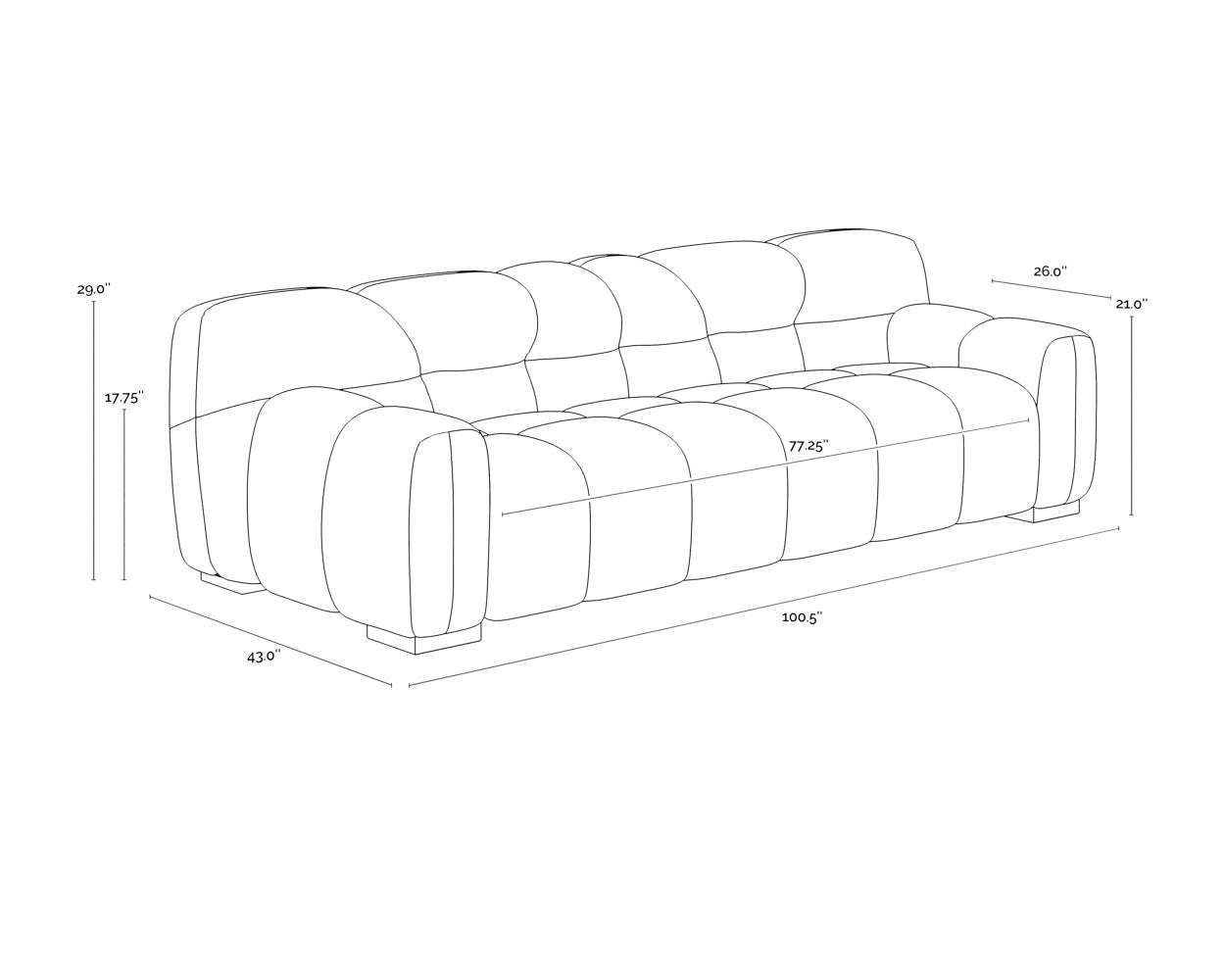 NAHLA ROMY SOFA - MEG GOLD