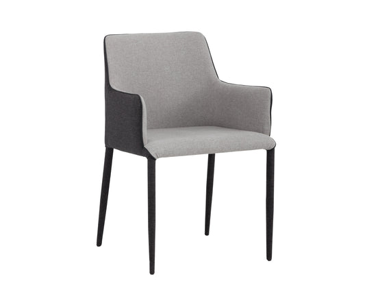 NAHLA RENEE DINING ARMCHAIR - ARMOUR GREY / DARK SLATE
