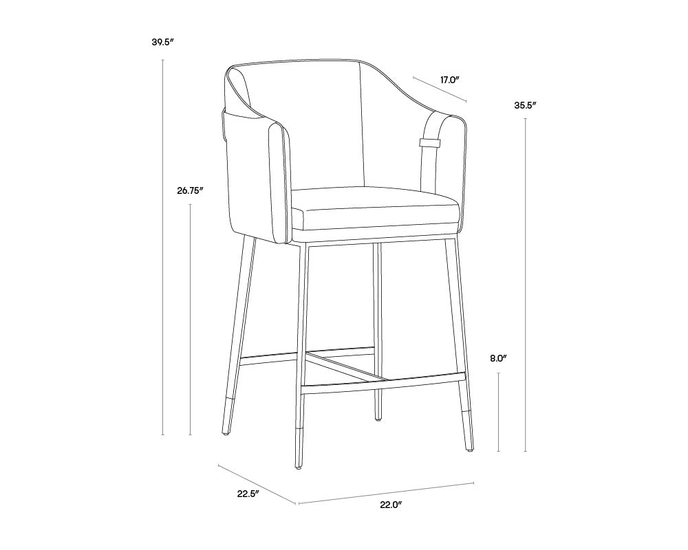 NAHLA CHRISTIAN COUNTER STOOL - NAPA BLACK / NAPA COGNAC