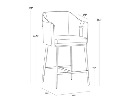 NAHLA CHRISTIAN COUNTER STOOL - NAPA BLACK / NAPA COGNAC
