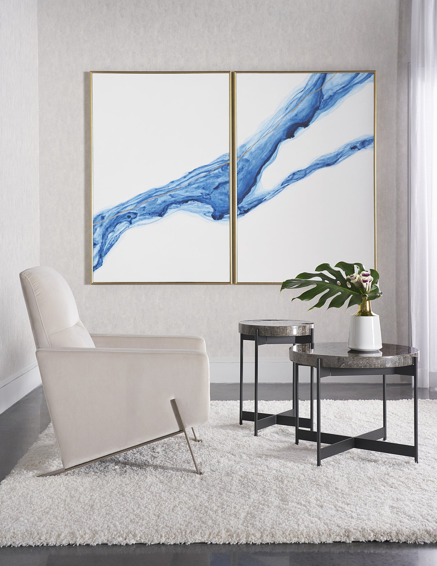 NAHLA FLUIDITY (SET OF 2) - 40" X 60" - GOLD FLOATER FRAME