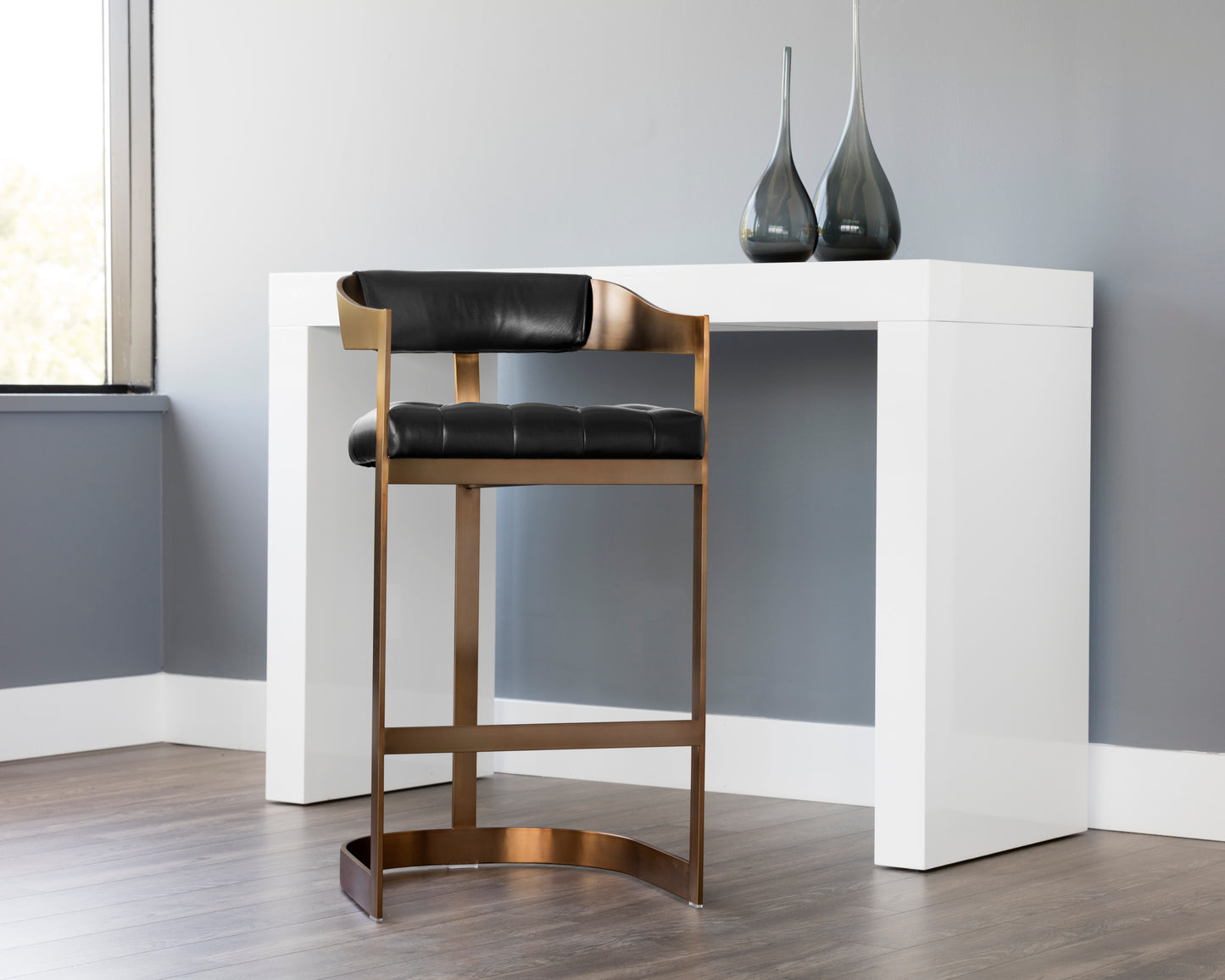 NAHLA BEAUMONT BARSTOOL - ANTIQUE BRASS - CANTINA BLACK