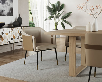 NAHLA CARTER DINING ARMCHAIR - NAPA BEIGE / NAPA TAN