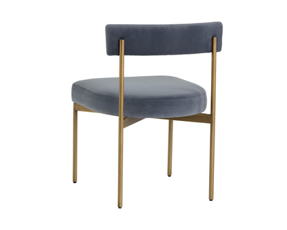 NAHLA SENECA DINING CHAIR - ANTIQUE BRASS - VELVET SLATE