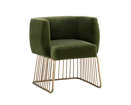 NAHLA GALA DINING ARMCHAIR - FOREST GREEN