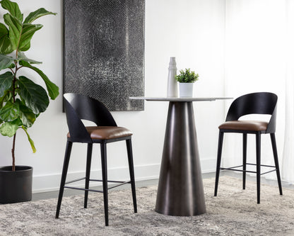 NAHLA DEZIRAE BARSTOOL - BLACK - COGNAC LEATHER