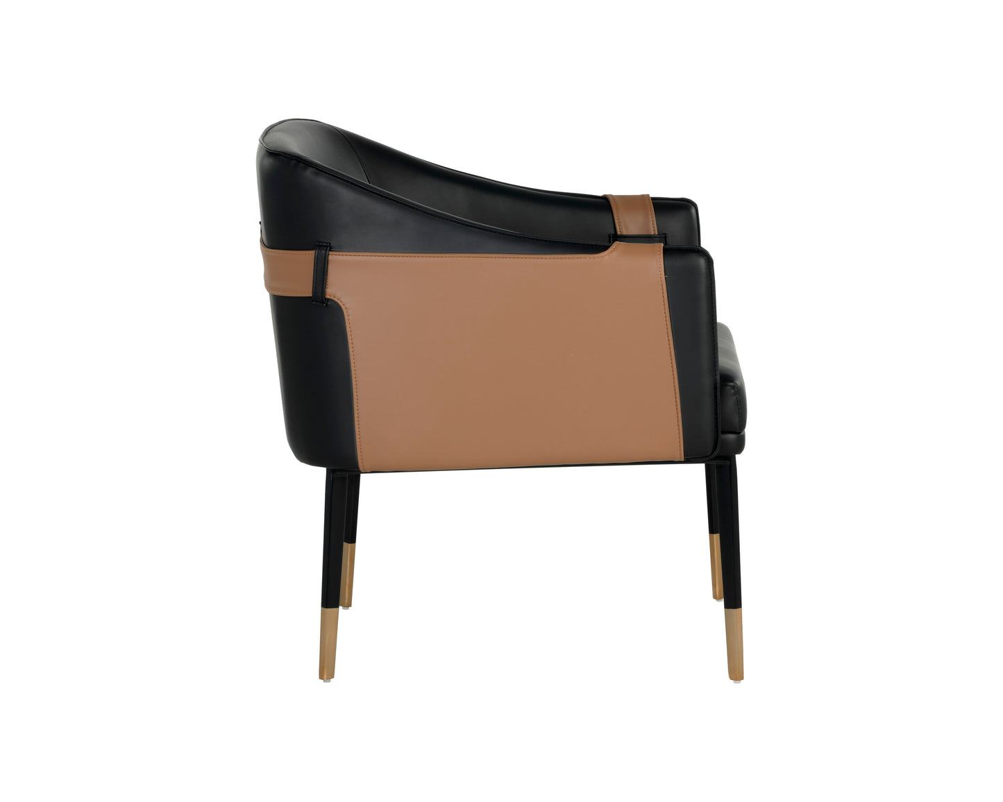 NAHLA CARTER LOUNGE CHAIR - NAPA BLACK / NAPA COGNAC