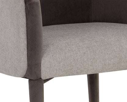 NAHLA SHEVA DINING ARMCHAIR - ERNST SANDSTONE / MEG ASH