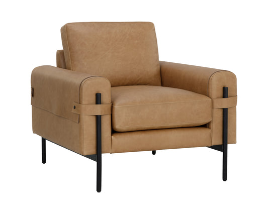 NAHLA CAMUS ARMCHAIR - LUDLOW SESAME LEATHER