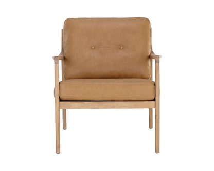 NAHLA GILMORE LOUNGE CHAIR - LIGHT OAK - SAHARA CAMEL LEATHER