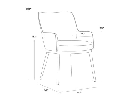 NAHLA FRANKLIN DINING ARMCHAIR - BEIGE LINEN