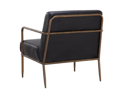 NAHLA LATHAN LOUNGE CHAIR - CHARCOAL BLACK LEATHER