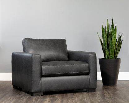 NAHLA BAYLOR ARMCHAIR - MARSEILLE BLACK LEATHER
