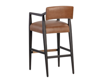 NAHLA KEAGAN BARSTOOL - SHALIMAR TOBACCO LEATHER