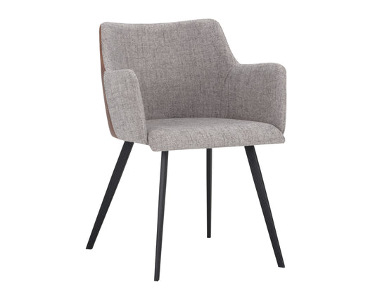 NAHLA GRIFFIN DINING ARMCHAIR - NOVEMBER GREY / BRAVO COGNAC