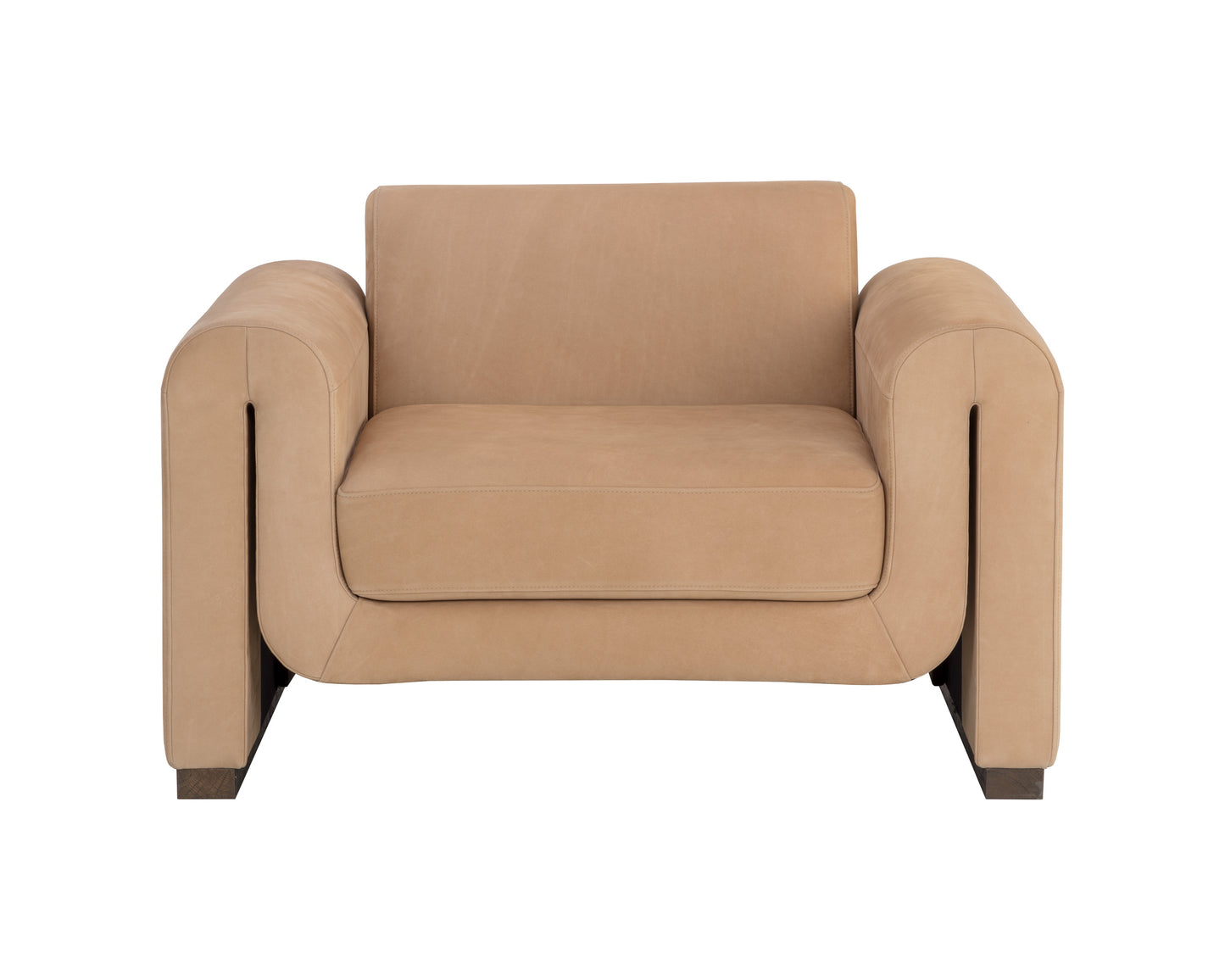 NAHLA ROMER ARMCHAIR - DISTRESSED BROWN - NUBUCK TAN LEATHER