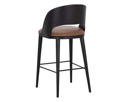 NAHLA DEZIRAE BARSTOOL - BLACK - COGNAC LEATHER