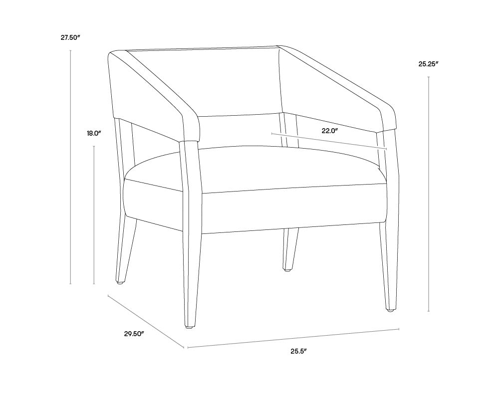 NAHLA CARLYLE LOUNGE CHAIR - BRENTWOOD CHARCOAL LEATHER