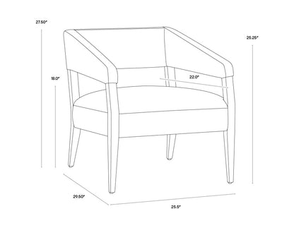 NAHLA CARLYLE LOUNGE CHAIR - BRENTWOOD CHARCOAL LEATHER