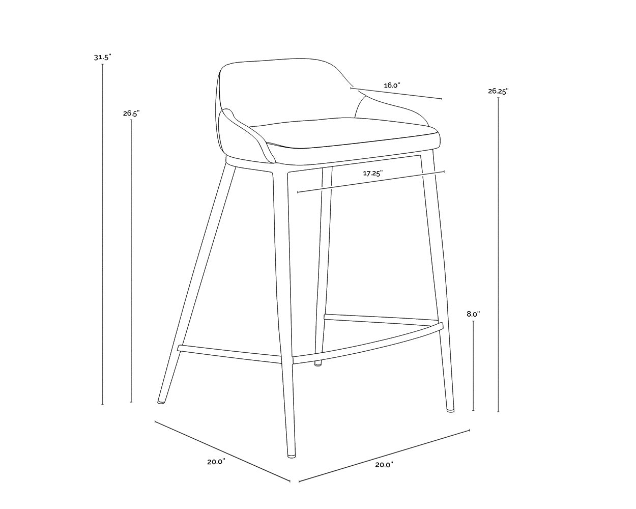 NAHLA ASTRA COUNTER STOOL - BLACK - CINNAMON BROWN