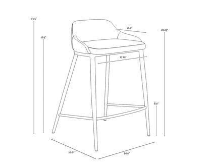 NAHLA ASTRA COUNTER STOOL - BLACK - CINNAMON BROWN