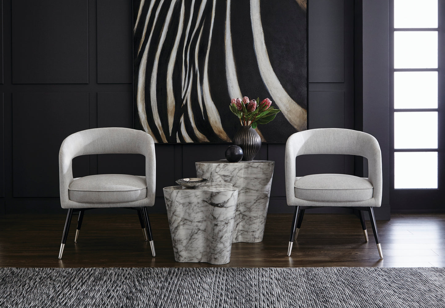 NAHLA AVA SIDE TABLE - LARGE - MARBLE LOOK